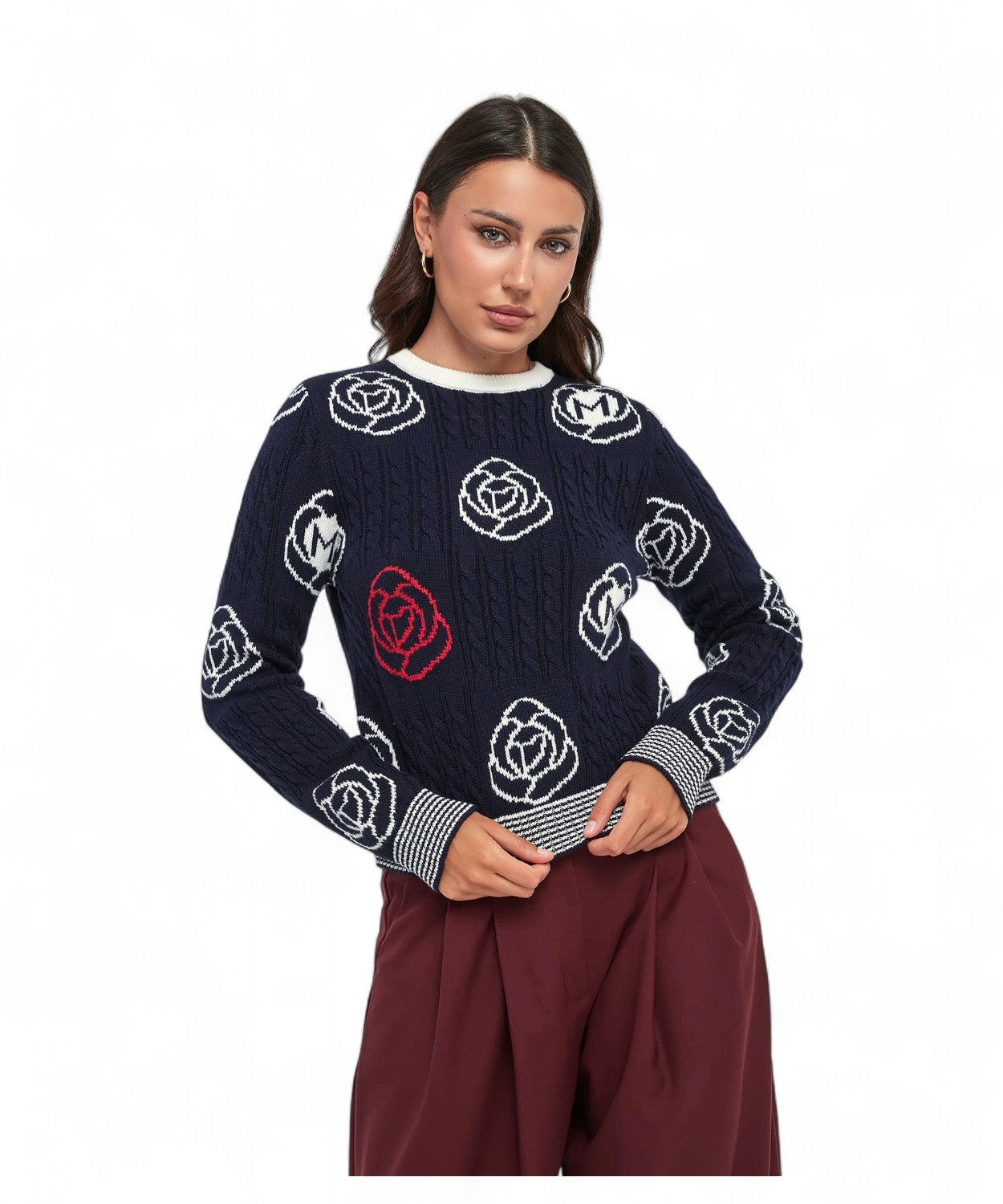 Maglione in lana e cotone con ricami-Marella-Maglieria-Vittorio Citro Boutique