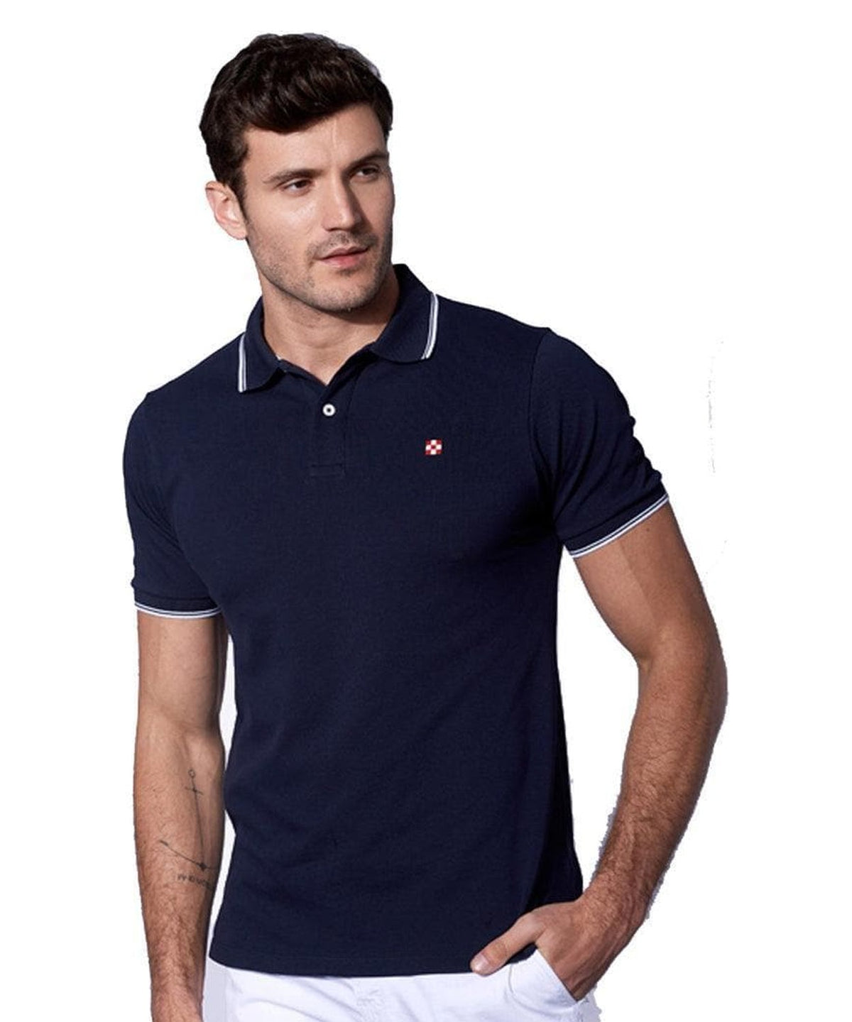 Polo in piquet  con logo st. barth check 1