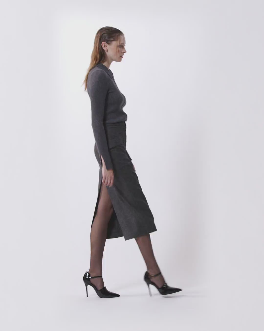 Two-piece dress with shirt and skirt