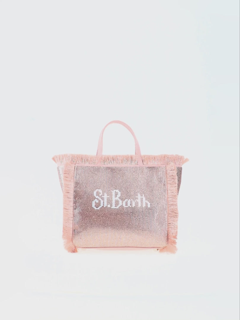 Mini Vanity Bag with Fringes and Rose Gold Rhinestones