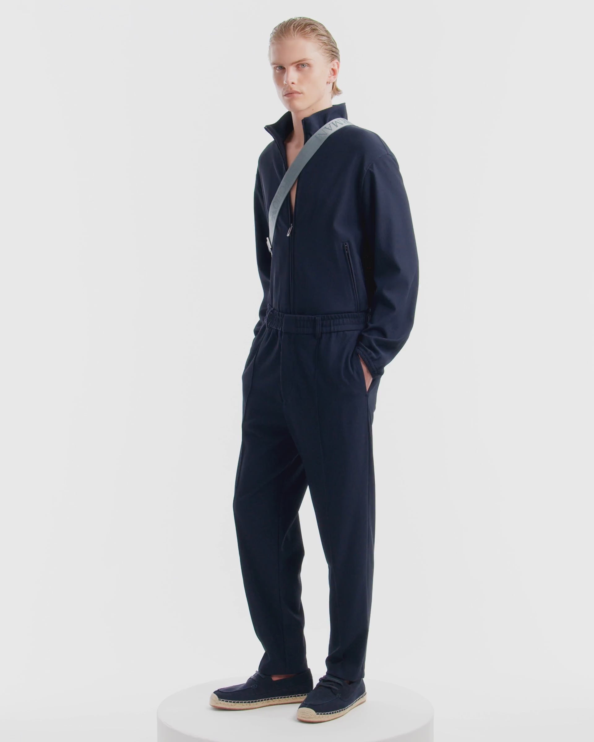 Blouson Full Zip in Nylon Stretch Effetto Canneté