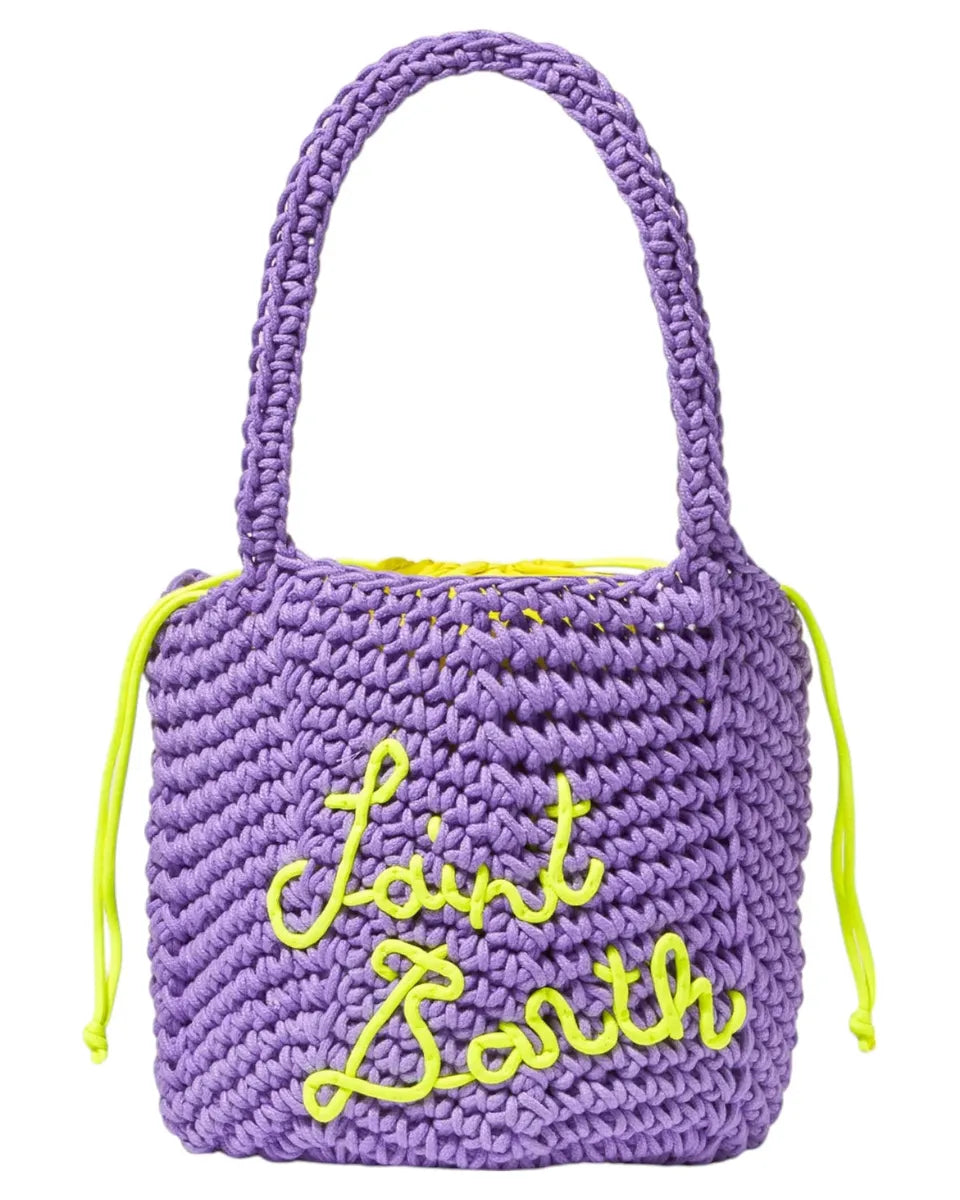 Borsa a Spalla Uncinetto Viola con Ricamo-Borse a spalla-Mc2 Saint Barth-Vittorio Citro Boutique