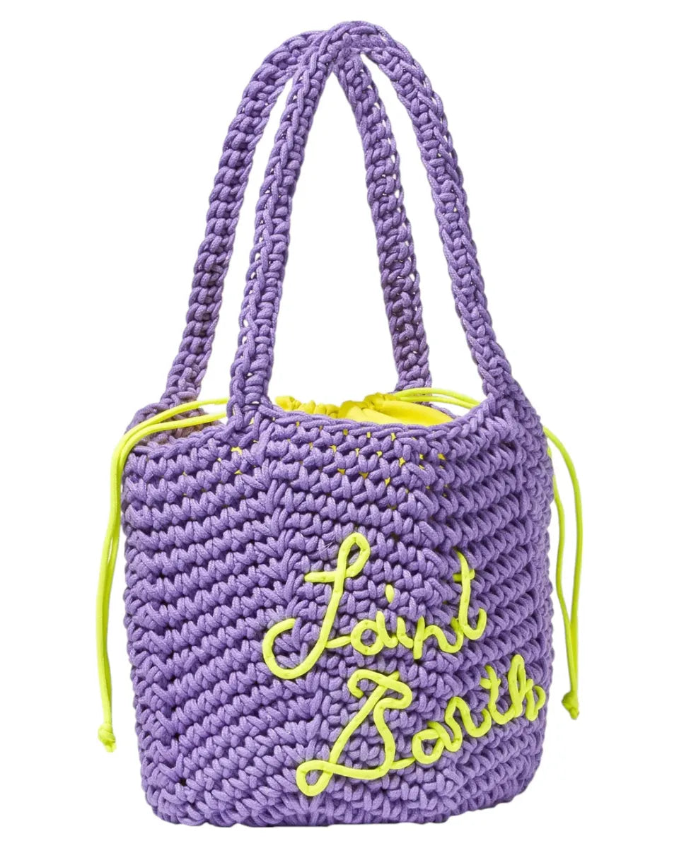 Borsa a Spalla Uncinetto Viola con Ricamo-Borse a spalla-Mc2 Saint Barth-Vittorio Citro Boutique
