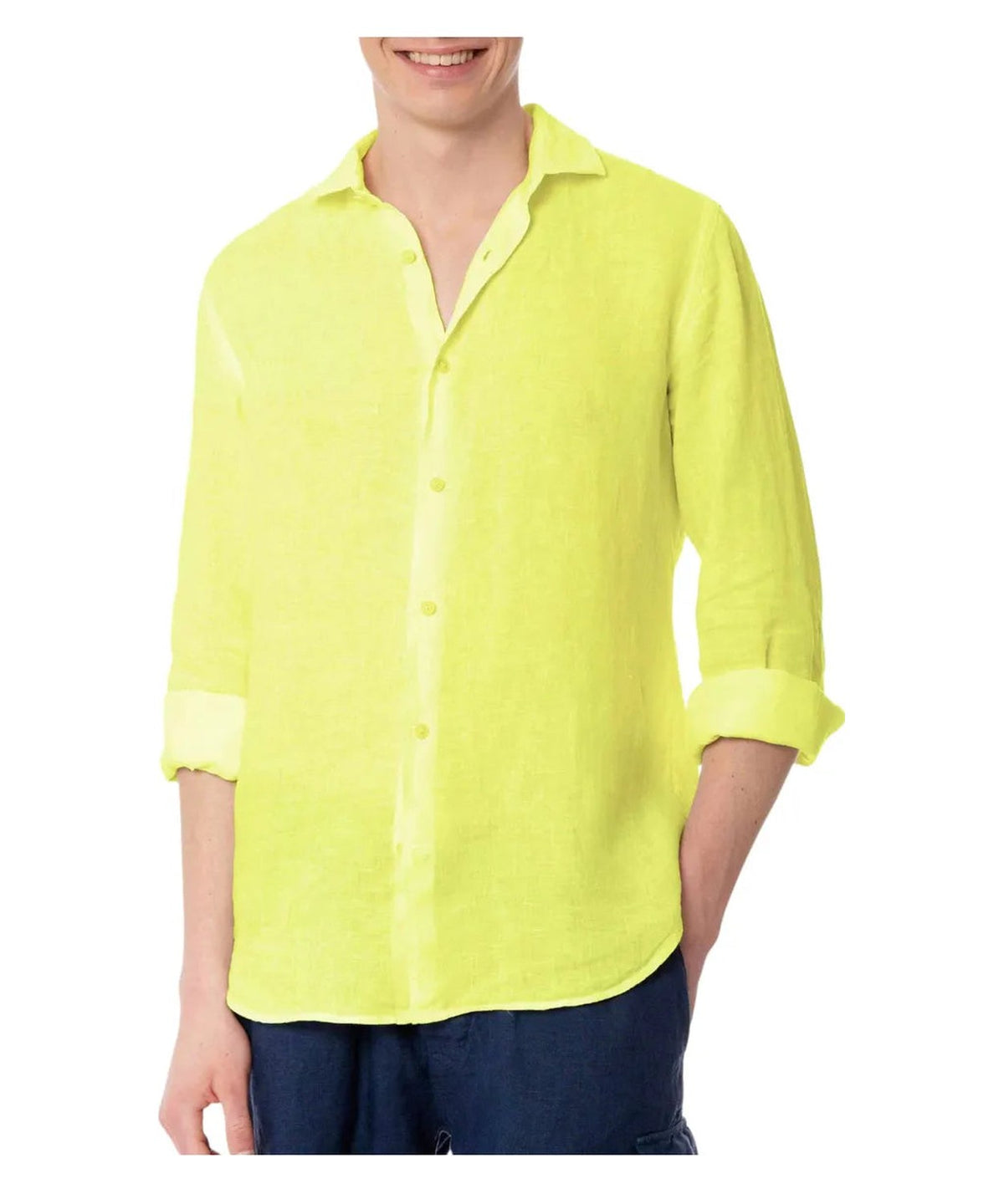 Camicia Uomo Pamplona in Lino Giallo Fluo-Camicie-Mc2 Saint Barth-Vittorio Citro Boutique