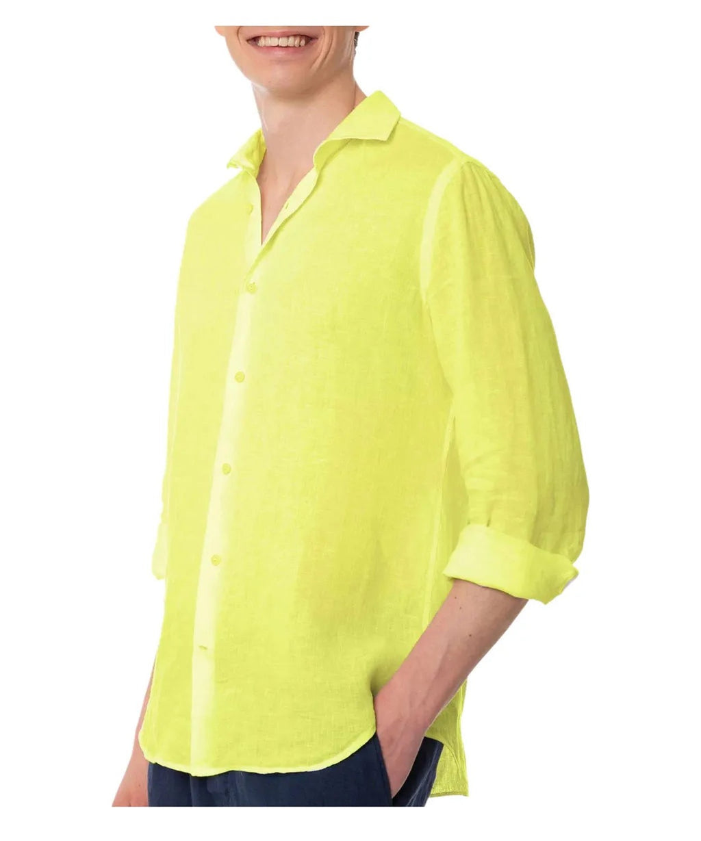 Camicia Uomo Pamplona in Lino Giallo Fluo-Camicie-Mc2 Saint Barth-Vittorio Citro Boutique