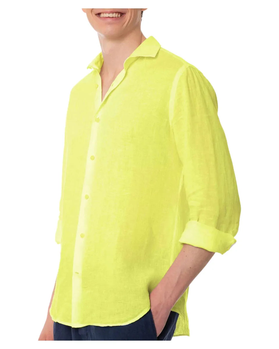 Camicia uomo in lino giallo fluo di Mc2 Saint Barth su – Vittorio