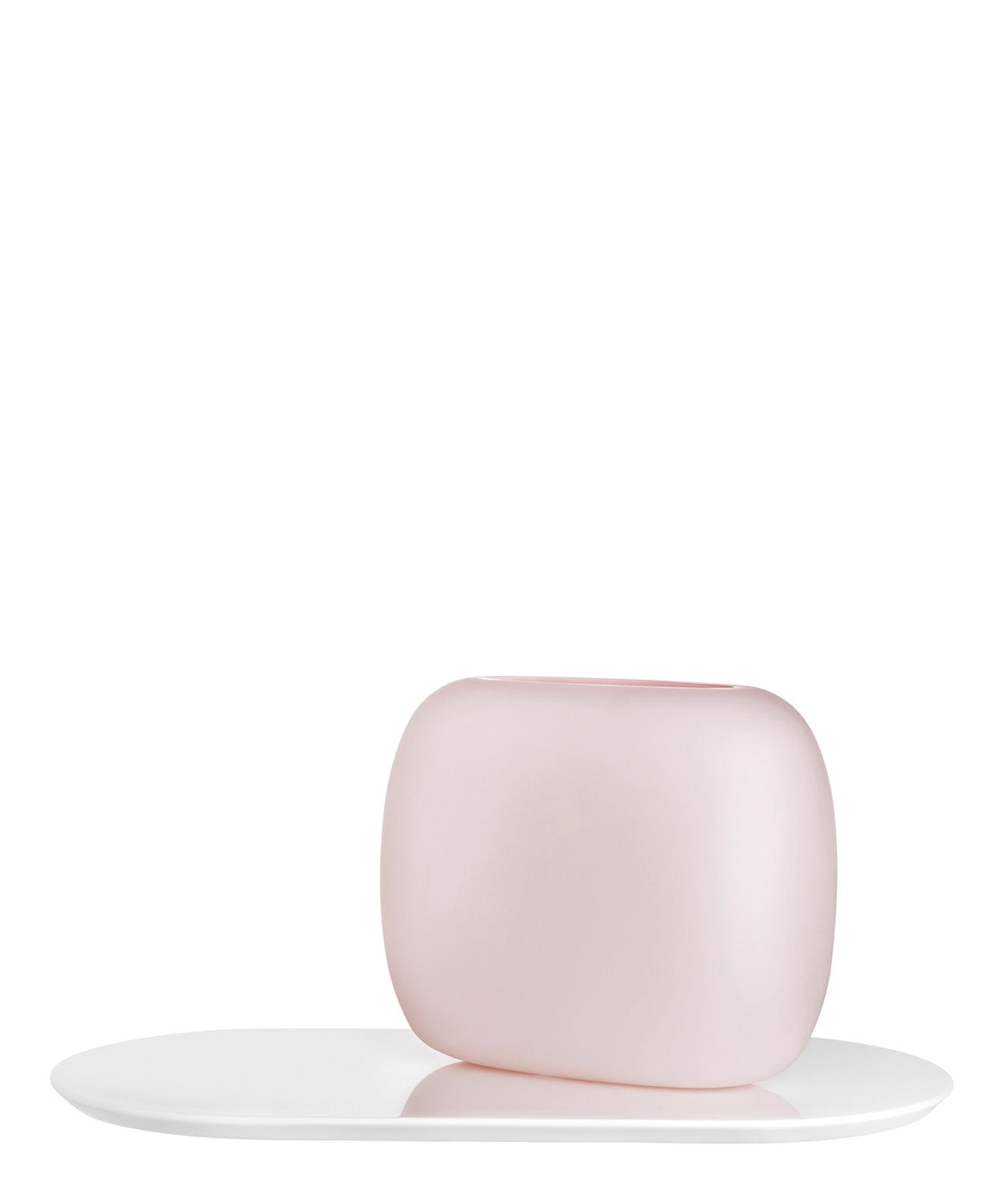 Vaso Sweets grande rosa opalino con base bianca NUDE in cristallo senza piombo