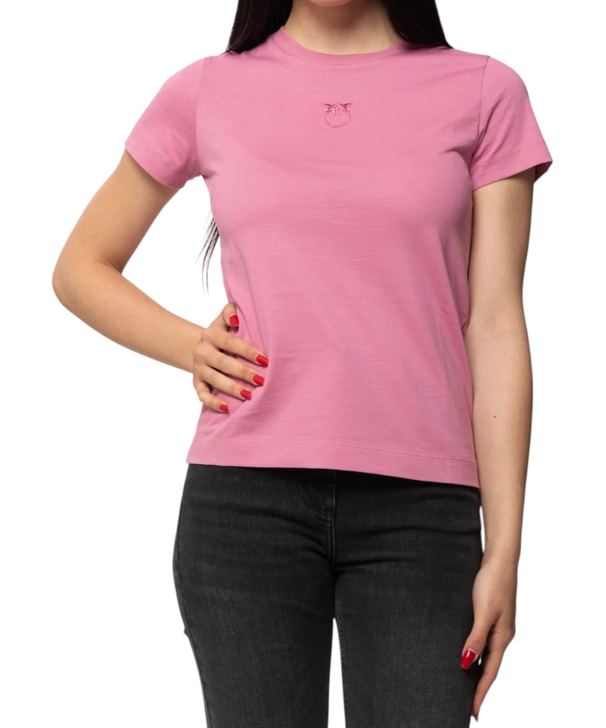 T-shirt PINKO Basico i bomuld med broderet logo