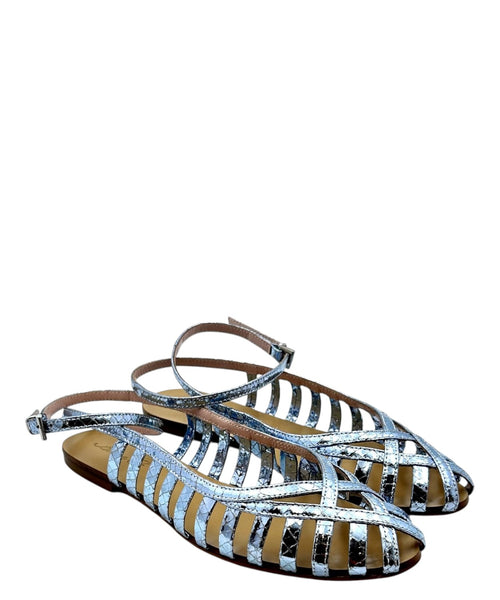Ballerine Donna Pelle Laminata con Intrecci Traforati