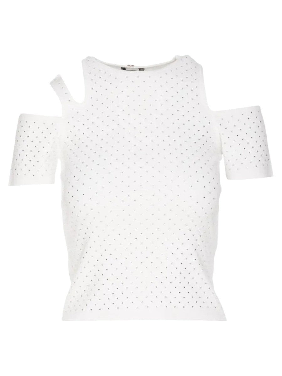 T-Shirt con Strass e Cut Out-Liu-Jo-T-shirt-Vittorio Citro Boutique