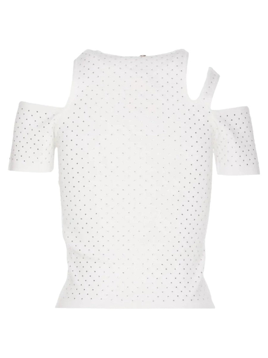 T-Shirt con Strass e Cut Out-Liu-Jo-T-shirt-Vittorio Citro Boutique