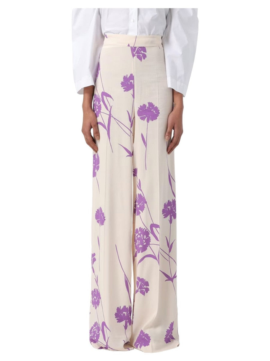 Crepe Pantaloni A Fiori Donna TWINSET Pantaloni A Palazzo Neri A