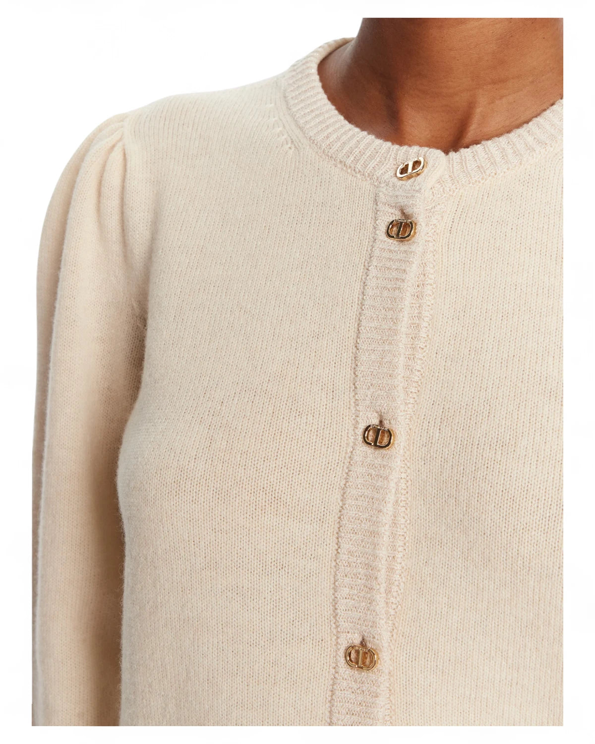Cardigan Beige in Lana e Cashmere-Twinset-Maglieria-Vittorio Citro Boutique