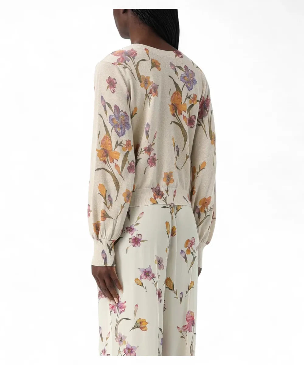 Maglia Reversibile in Cotone e Lurex con Fantasia Floreale-Maglieria-Twinset-Vittorio Citro Boutique