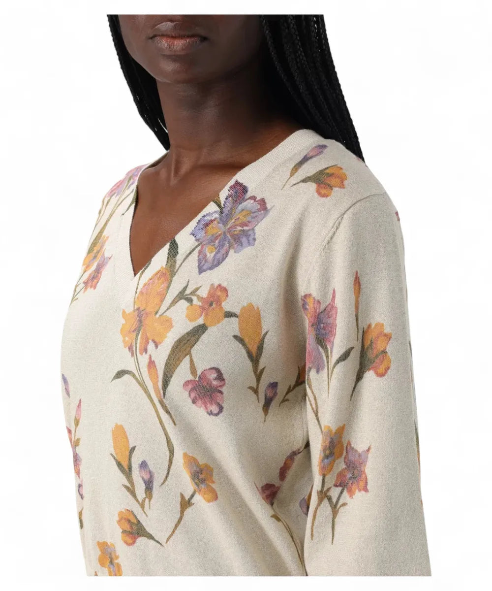 Maglia Reversibile in Cotone e Lurex con Fantasia Floreale-Maglieria-Twinset-Vittorio Citro Boutique