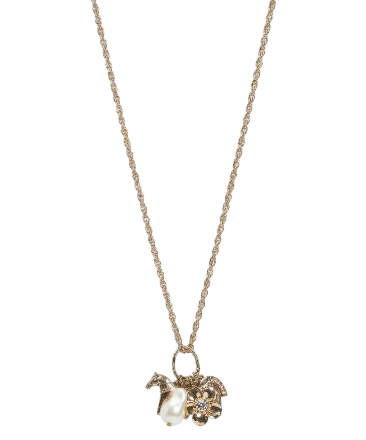 Collana Oro Antico con Charm e Perla