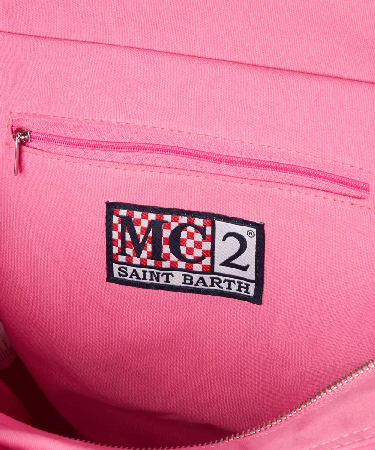 Borsa a spalla Vanity all’uncinetto rosa con fantasia multicolore e frange-Mc2 Saint Barth-Borse a mano-Vittorio Citro Boutique