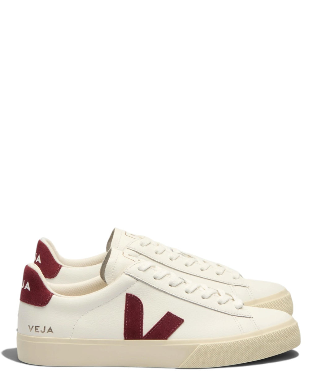 VEJA Campo Sneaker aus Leder in Weiß/Grenat