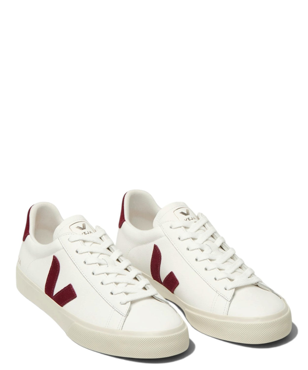 VEJA Campo Sneaker aus Leder in Weiß/Grenat