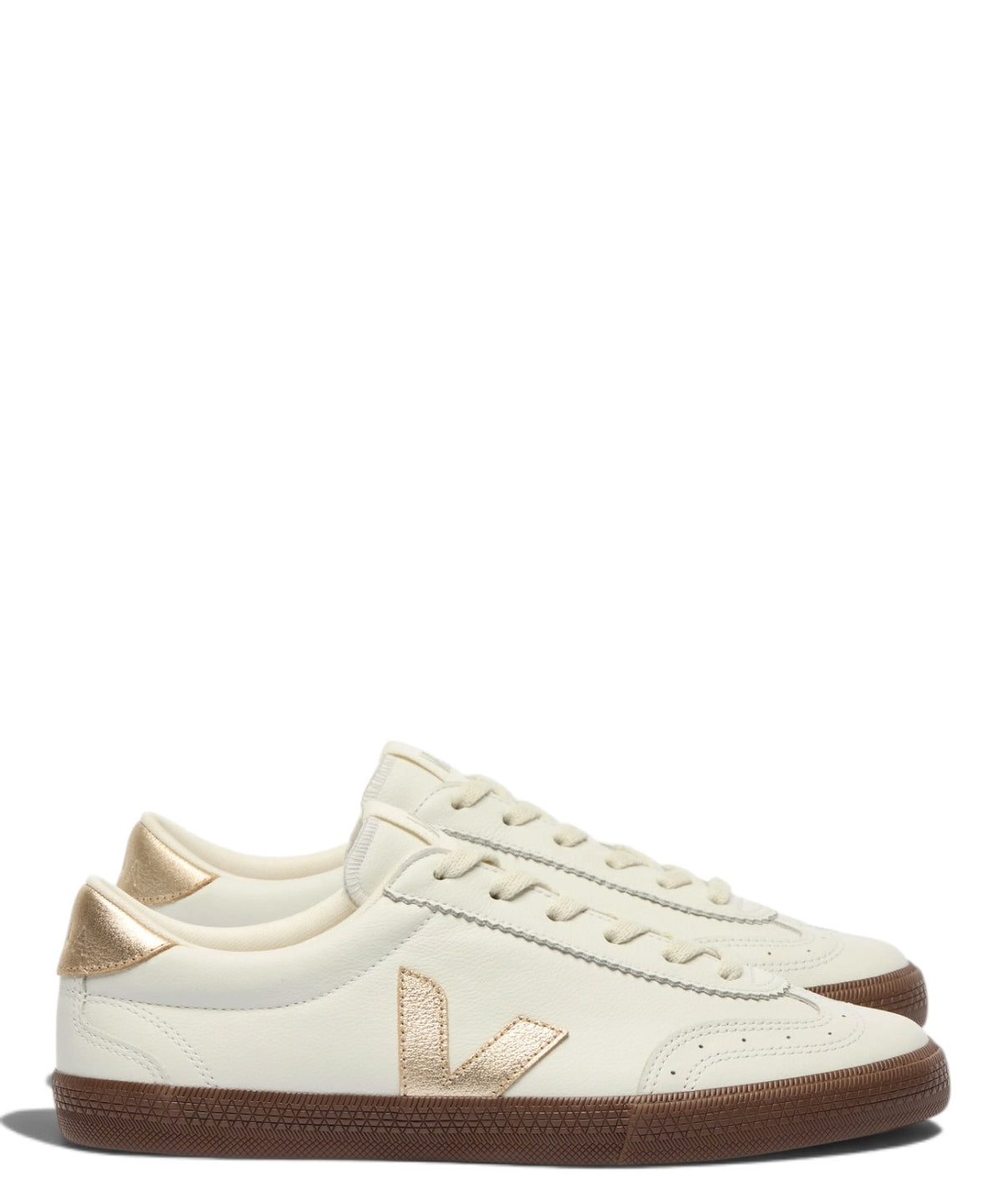 VEJA Volley Leather White Platine Bark Sneaker in Pelle