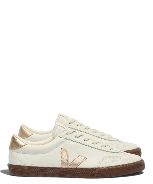 VEJA Volley Leather White Platine Bark Sneaker in Pelle