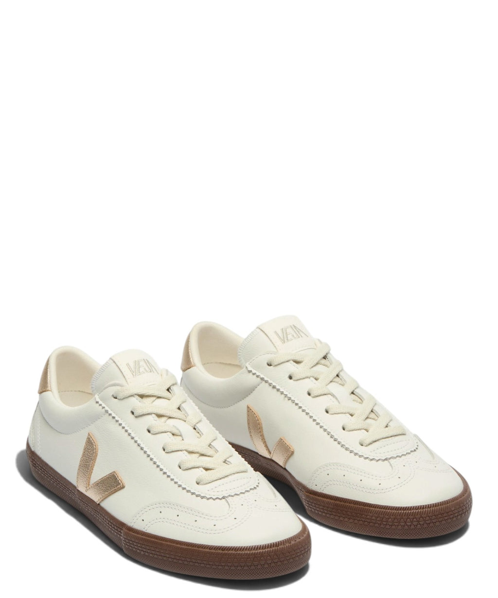 VEJA Volley Leather White Platine Bark Sneaker in Pelle