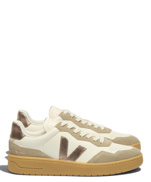 VEJA V-90 Leather Pure Bronze Sneaker in Pelle