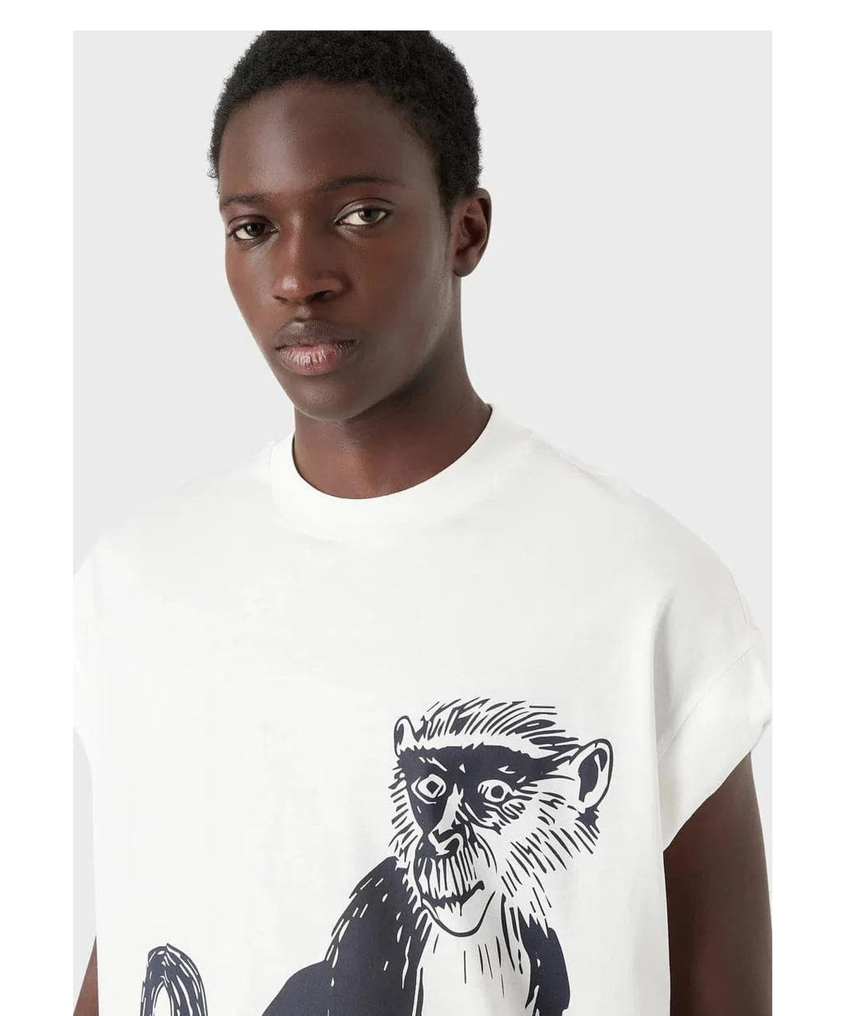 T-shirt loose fit in jersey misto Tencel stampa macaco - Vittorio Citro Boutique
