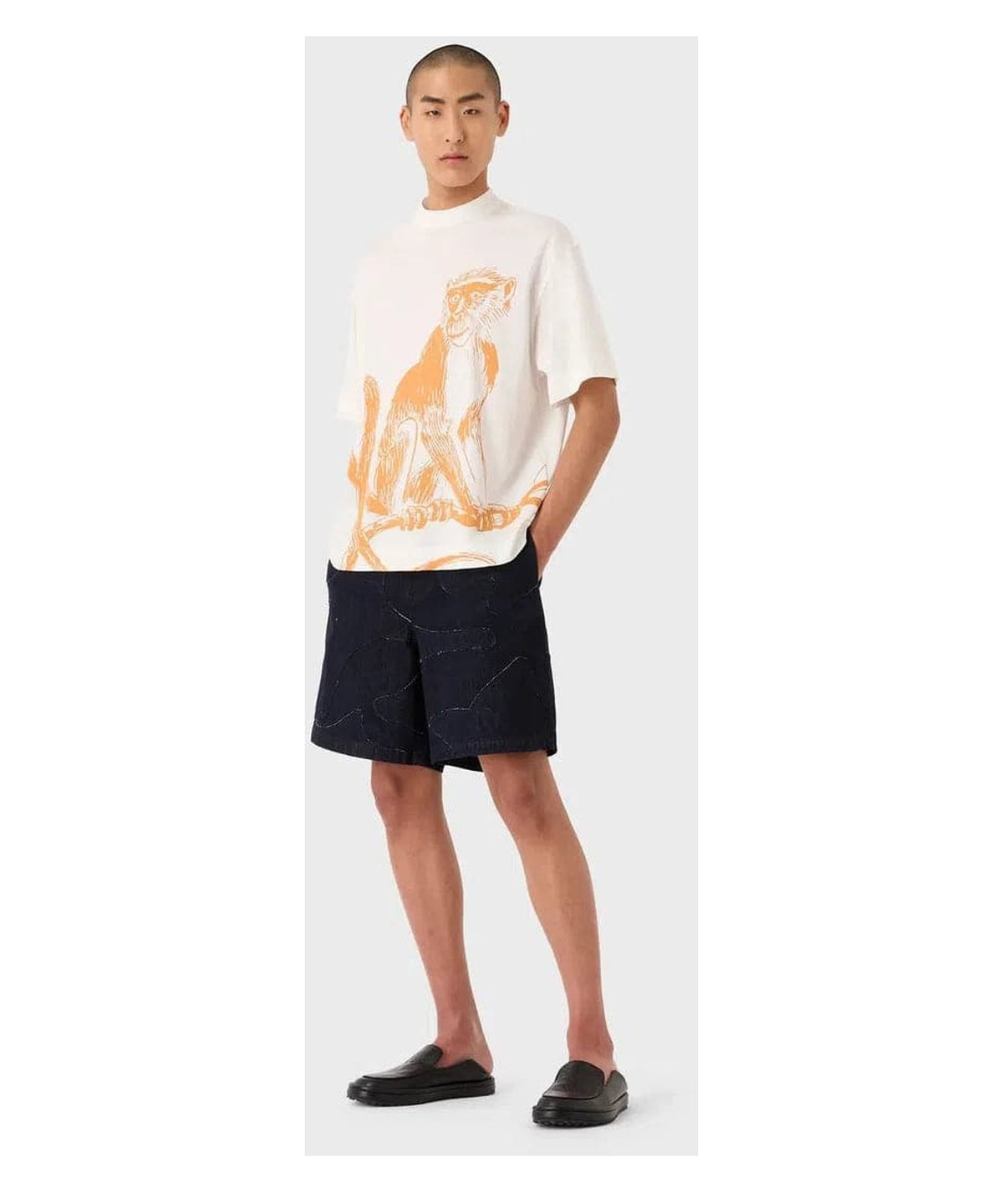T-shirt loose fit in jersey misto Tencel stampa macaco - Vittorio Citro Boutique