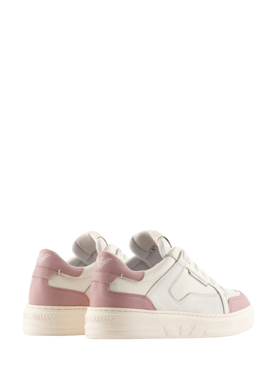Sneakers in pelle con aquila sul back e dettagli a contrasto-Sneakers-Emporio Armani-Vittorio Citro Boutique