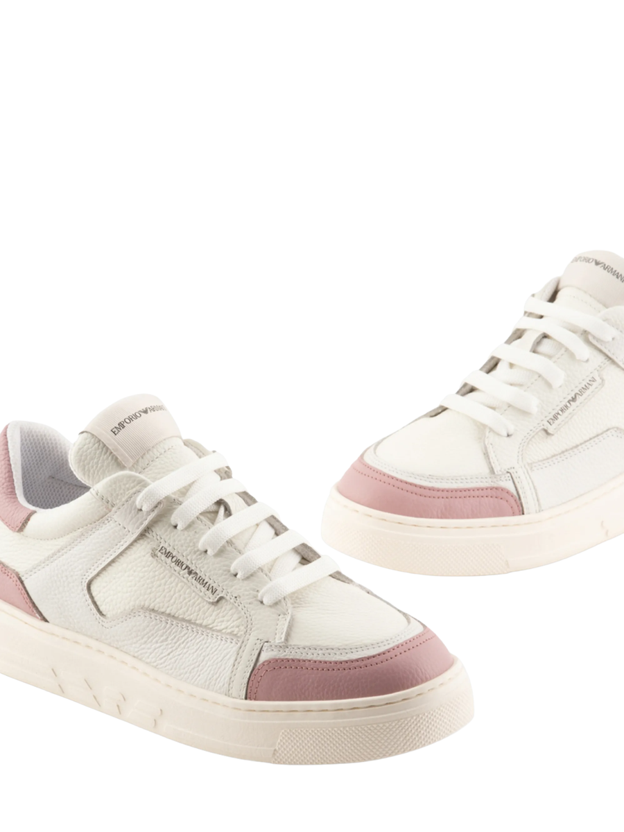 Sneakers in pelle con aquila sul back e dettagli a contrasto-Sneakers-Emporio Armani-Vittorio Citro Boutique