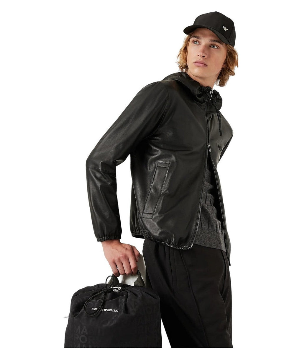 Blouson full zip con cappuccio in nappa di agnello semianilina 5