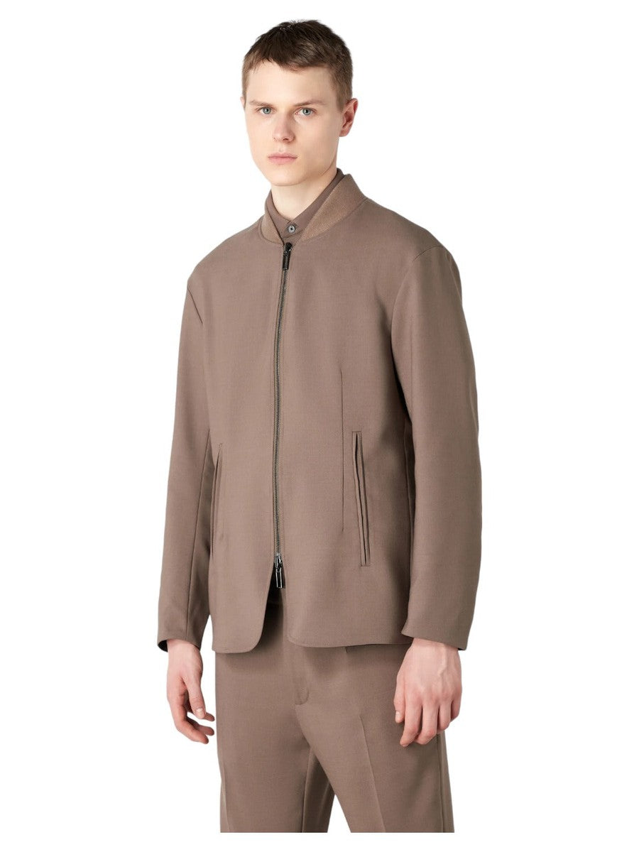 Giacca reversibile con zip in twill misto lana-Giacche-Emporio Armani-Vittorio Citro Boutique