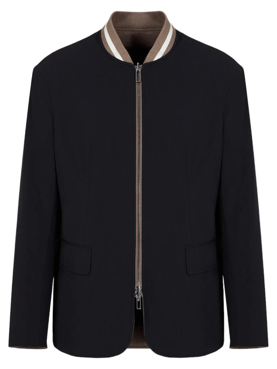 Giacca reversibile con zip in twill misto lana-Giacche-Emporio Armani-Vittorio Citro Boutique