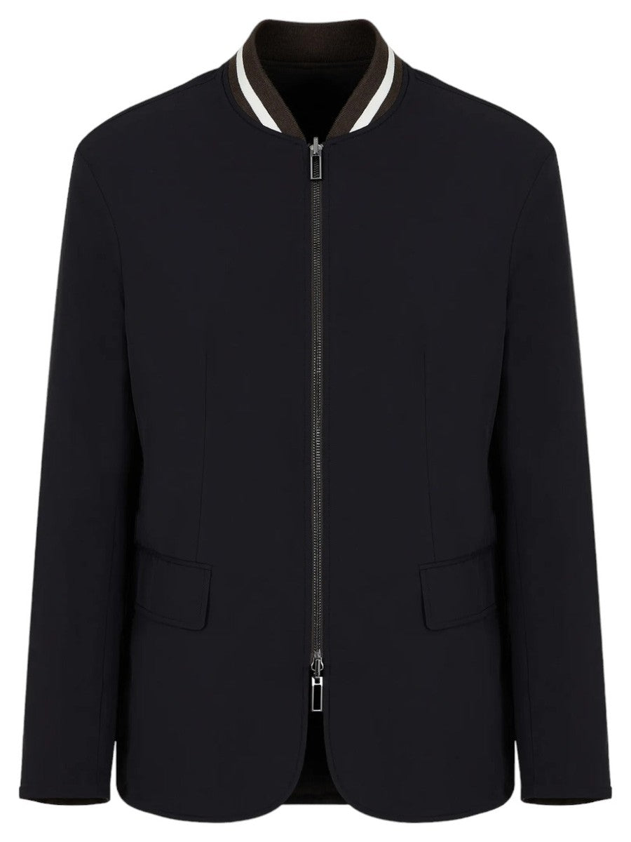 Giacca reversibile con zip in twill misto lana-Giacche-Emporio Armani-Vittorio Citro Boutique
