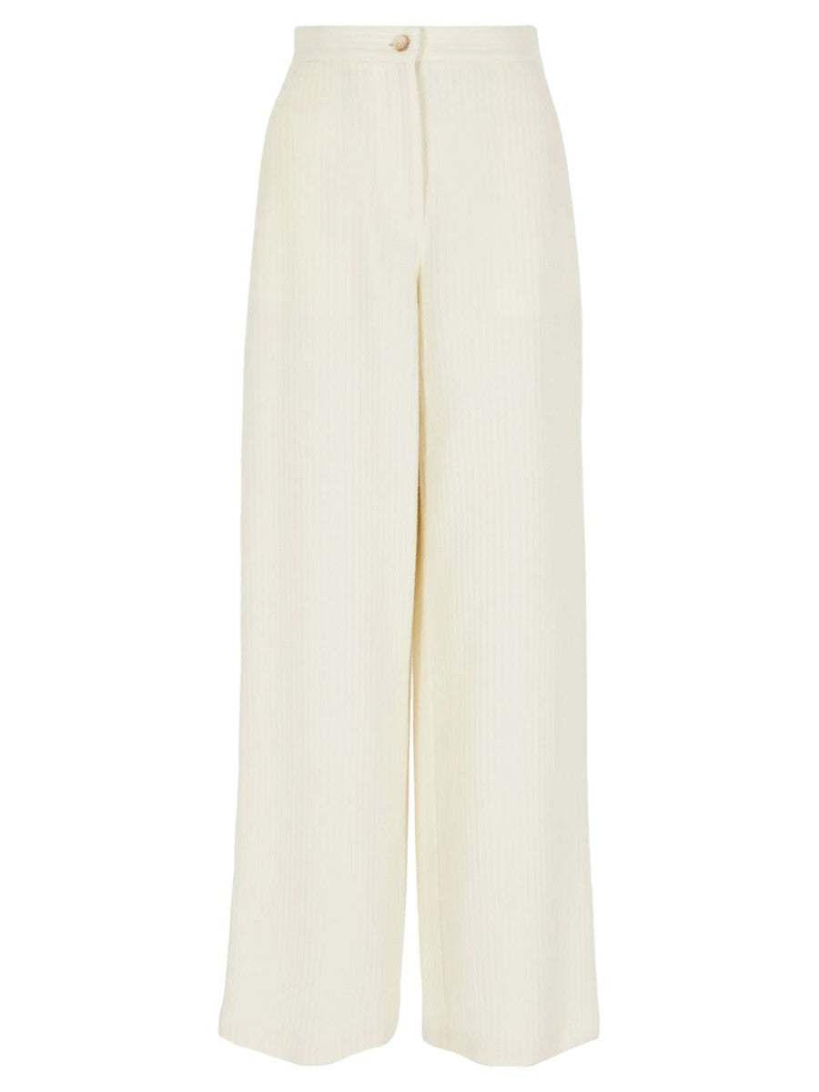 Pantaloni palazzo a vita alta in misto lana effetto corduroy Capsule Chalet-Emporio Armani-Pantaloni-Vittorio Citro Boutique
