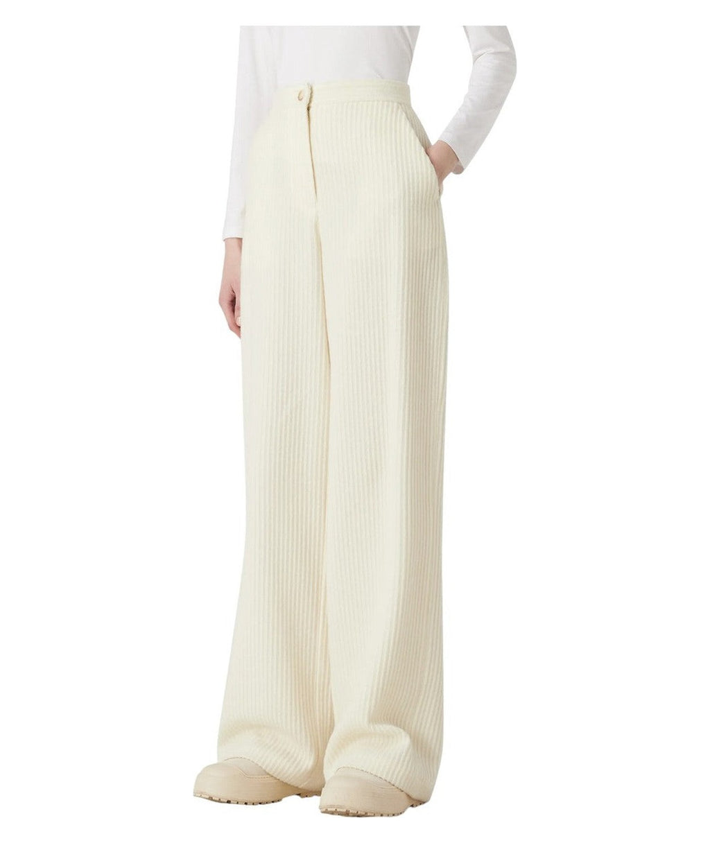 Pantaloni palazzo a vita alta in misto lana effetto corduroy Capsule Chalet-Emporio Armani-Pantaloni-Vittorio Citro Boutique
