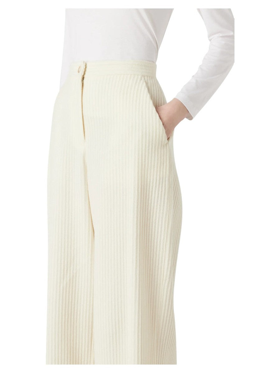 Pantaloni palazzo a vita alta in misto lana effetto corduroy Capsule Chalet-Emporio Armani-Pantaloni-Vittorio Citro Boutique