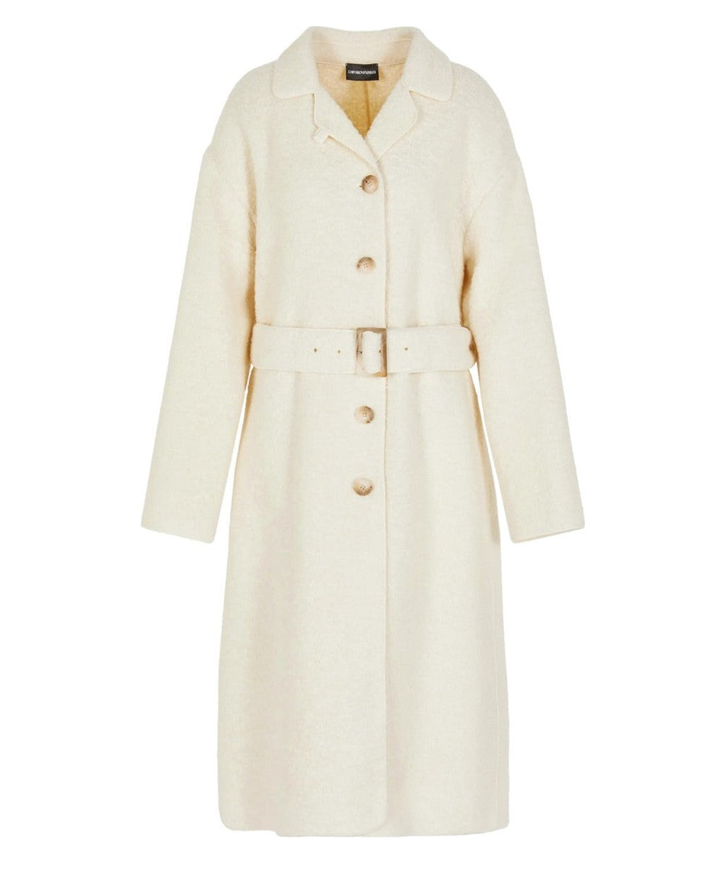 Cappotto con revers e cintura in misto alpaca bouclé Capsule Chalet-Emporio Armani-Cappotti-Vittorio Citro Boutique