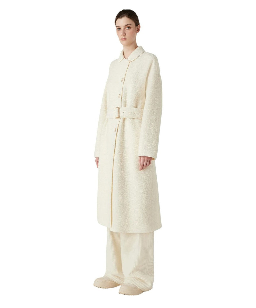 Cappotto con revers e cintura in misto alpaca bouclé Capsule Chalet-Emporio Armani-Cappotti-Vittorio Citro Boutique