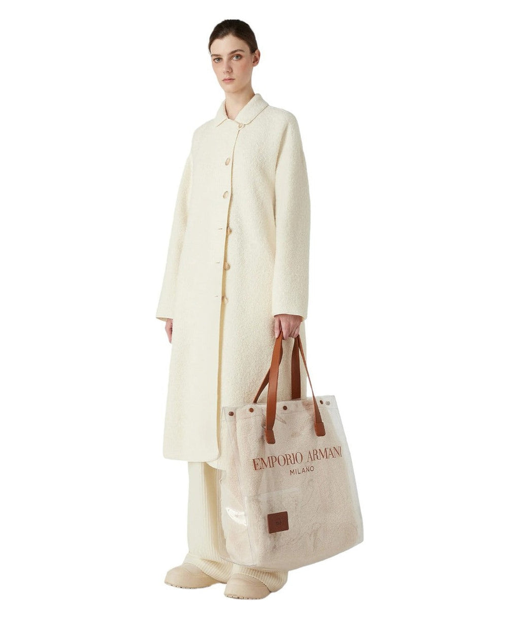 Cappotto con revers e cintura in misto alpaca bouclé Capsule Chalet-Emporio Armani-Cappotti-Vittorio Citro Boutique