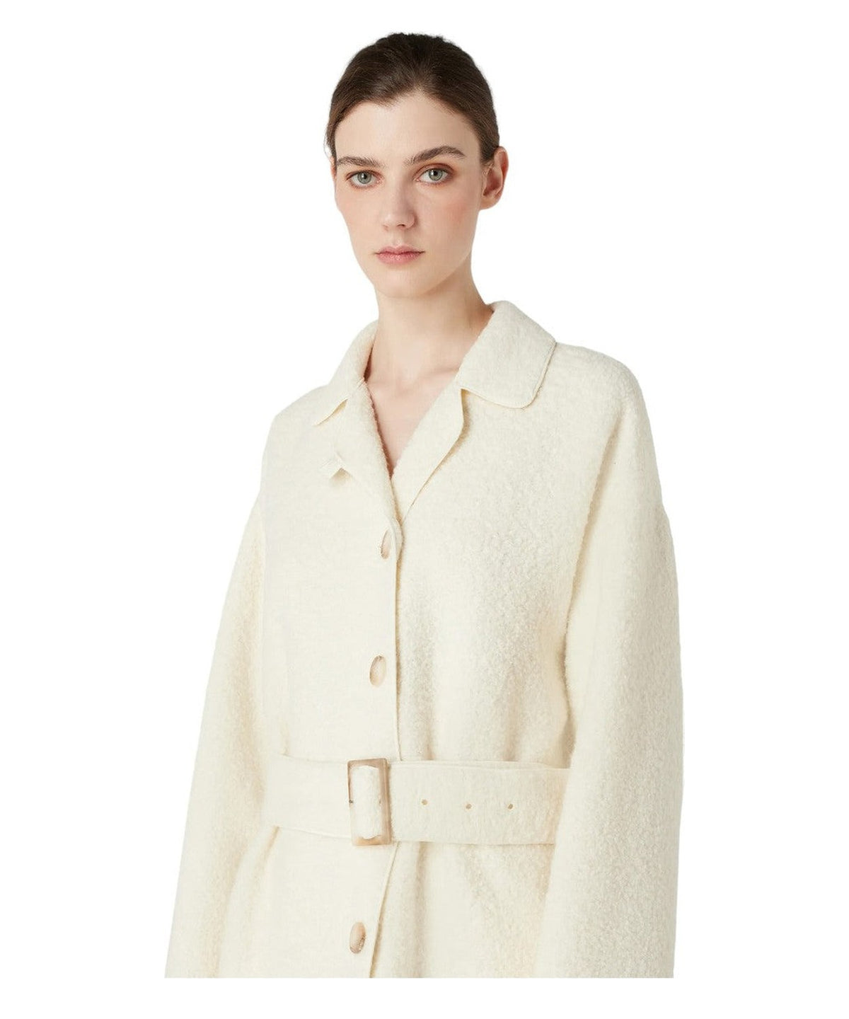 Cappotto con revers e cintura in misto alpaca bouclé Capsule Chalet-Emporio Armani-Cappotti-Vittorio Citro Boutique