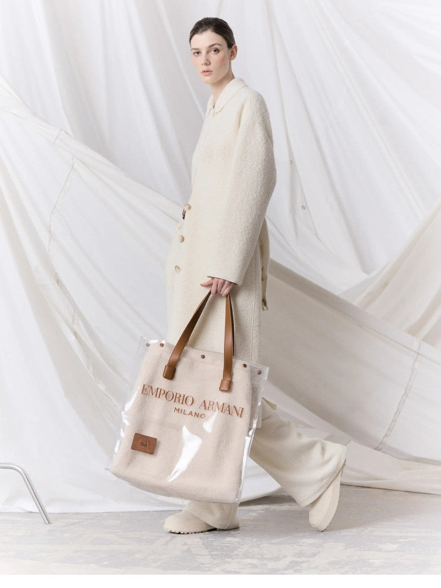 Cappotto con revers e cintura in misto alpaca bouclé Capsule Chalet-Emporio Armani-Cappotti-Vittorio Citro Boutique