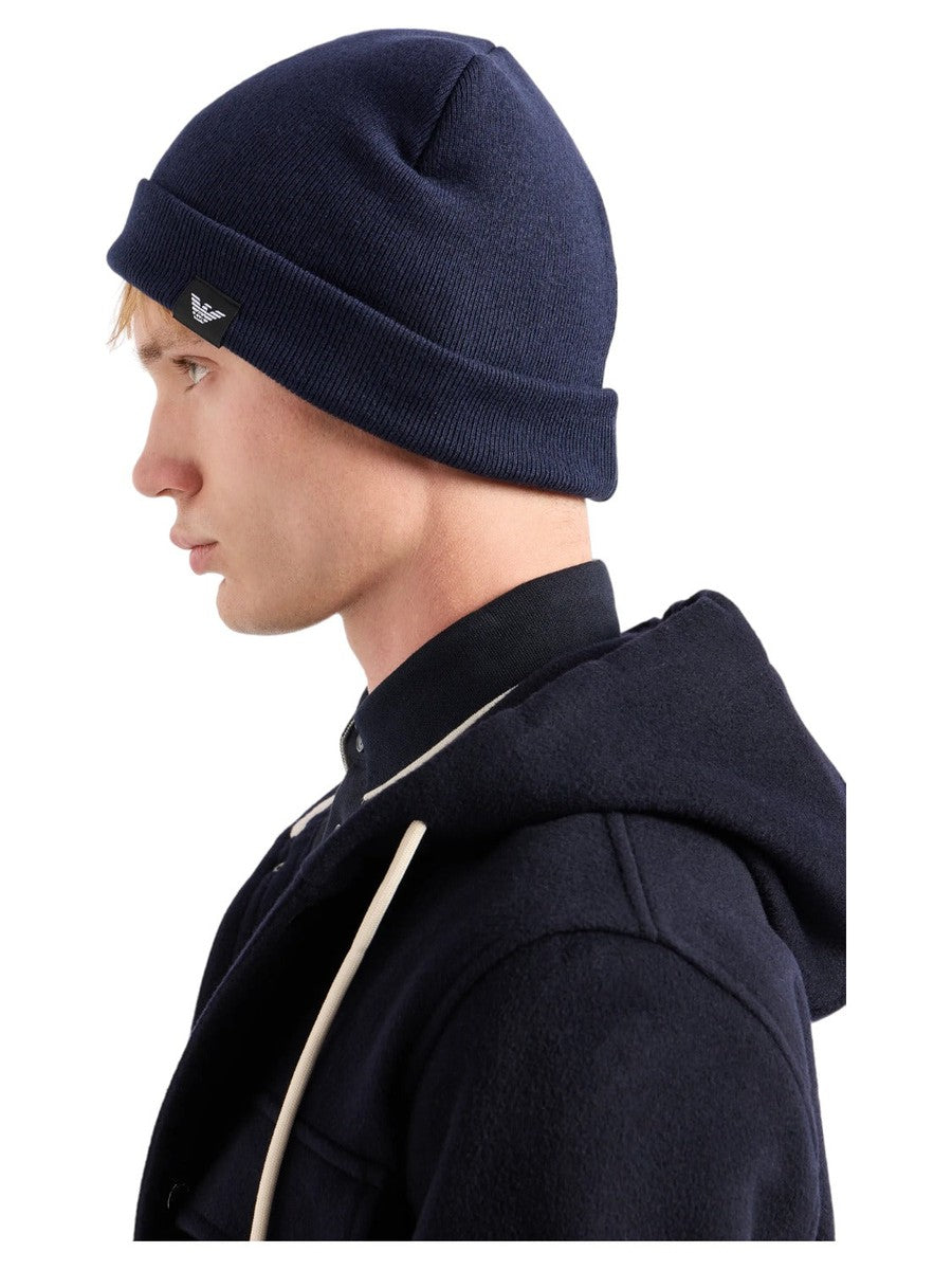 Berretto in maglia a costine misto lana-Emporio Armani-Cappelli-Vittorio Citro Boutique