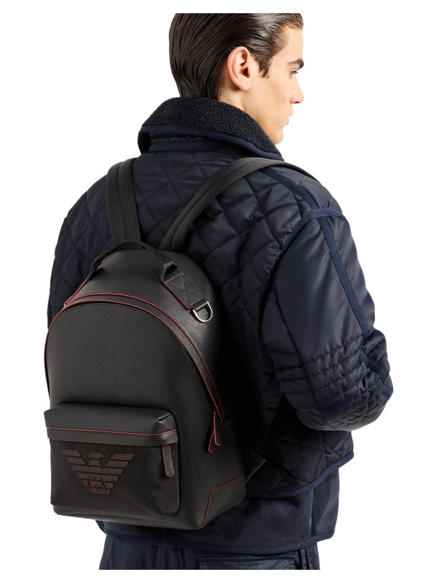 Zaino roundshape in saffiano rigenerato e nylon riciclato Armani Sustainability Values-Emporio Armani-Zaini-Vittorio Citro Boutique