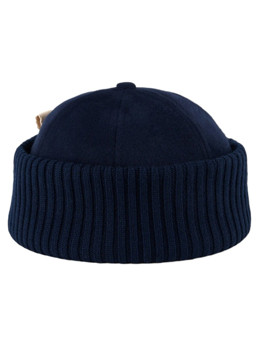 Berretto in panno con risvolto in maglia-Emporio Armani-Cappelli-Vittorio Citro Boutique