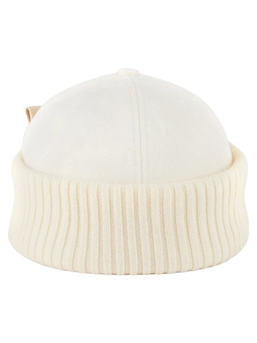 Berretto in panno con risvolto in maglia-Emporio Armani-Cappelli-Vittorio Citro Boutique