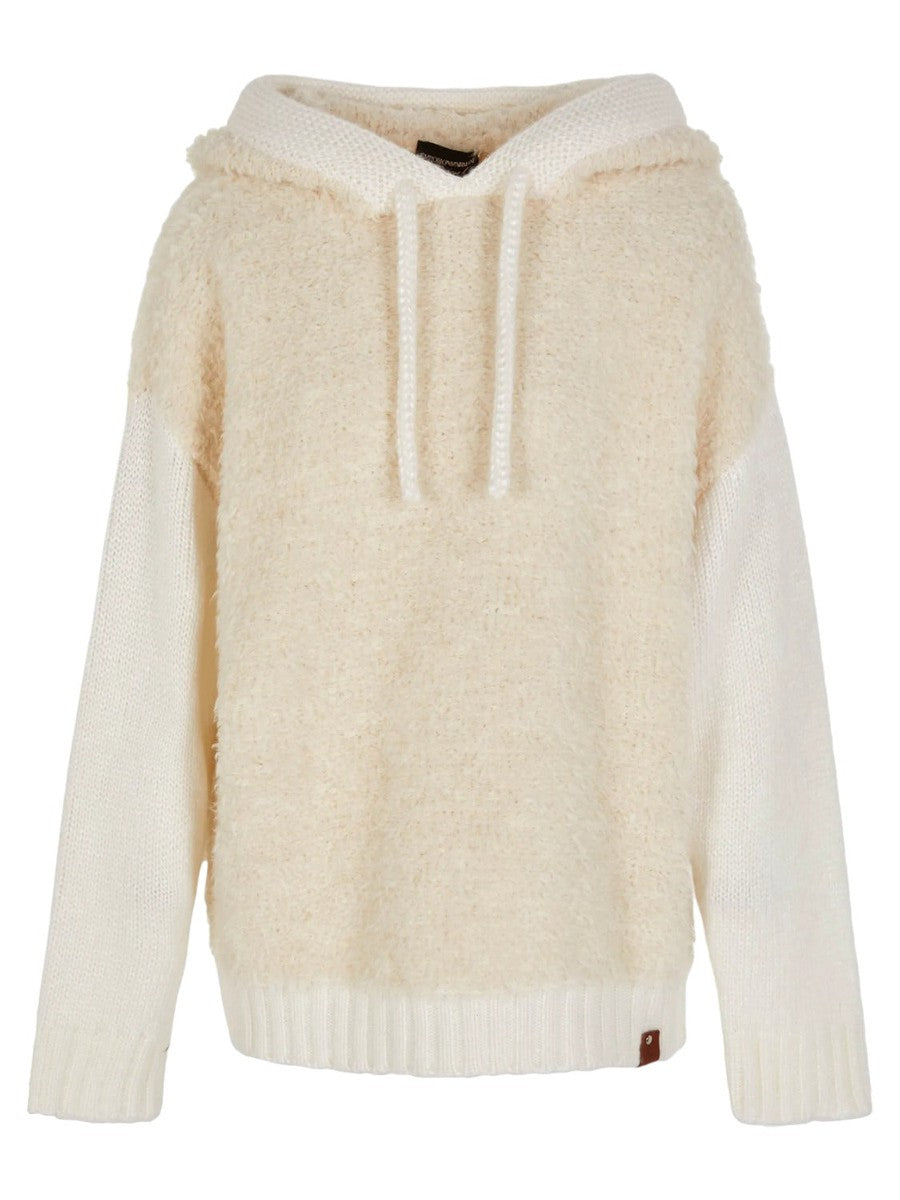 Maglione con cappuccio in tessuto effetto teddy e misto alpaca Capsule Chalet-Emporio Armani-Maglieria-Vittorio Citro Boutique