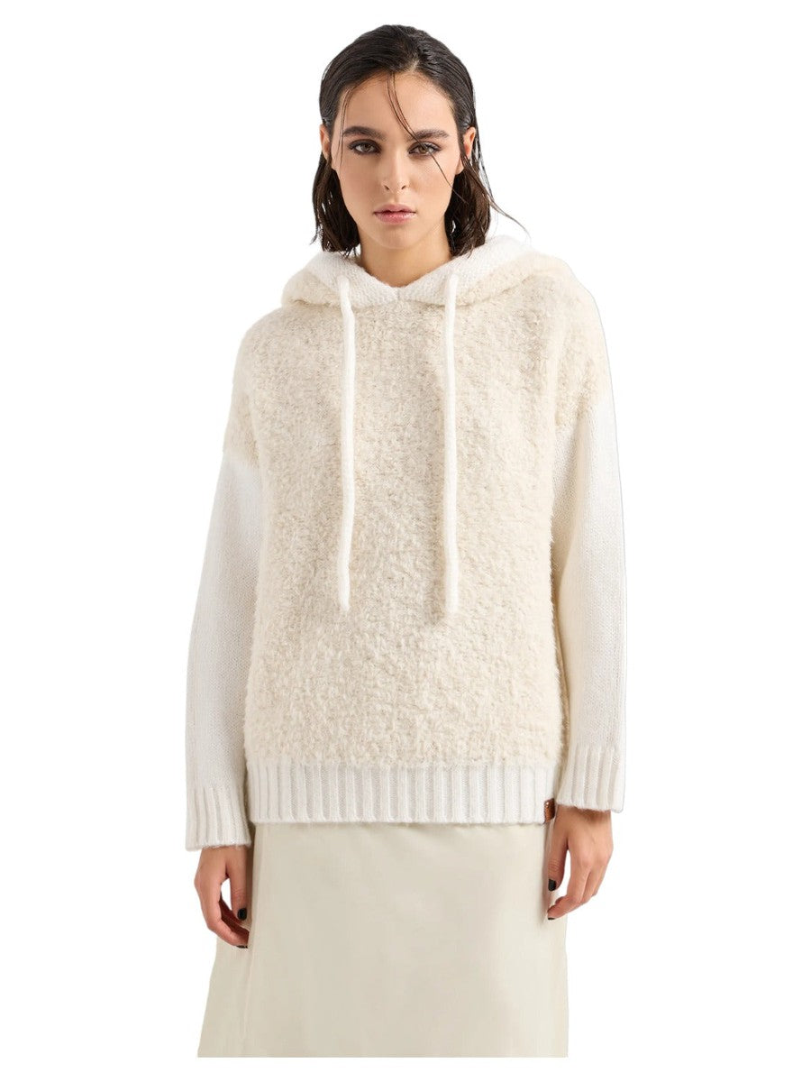 Maglione con cappuccio in tessuto effetto teddy e misto alpaca Capsule Chalet-Emporio Armani-Maglieria-Vittorio Citro Boutique