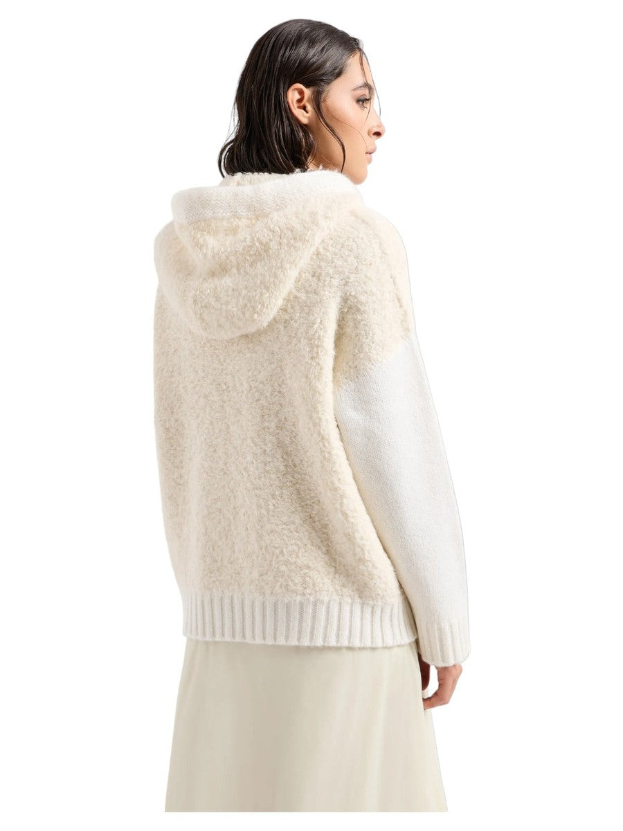 Maglione con cappuccio in tessuto effetto teddy e misto alpaca Capsule Chalet-Emporio Armani-Maglieria-Vittorio Citro Boutique